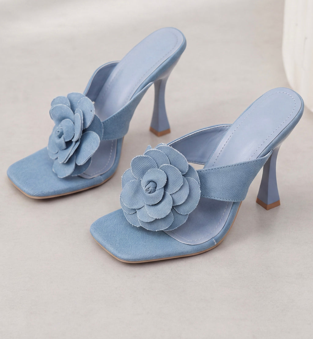 Blue denim heels