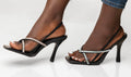Black strappy sparkly heels