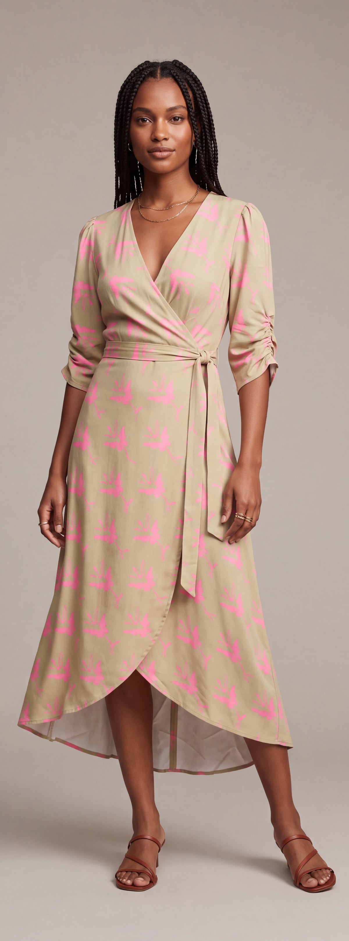 Print wrap dress