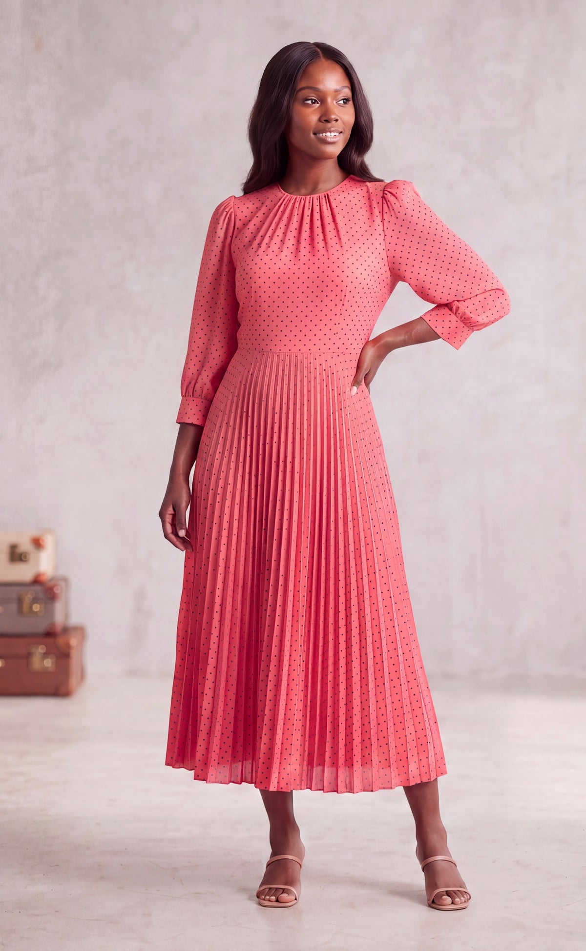 Peach midi dress