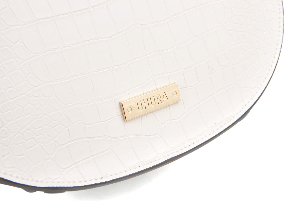 Croc white saddle bag