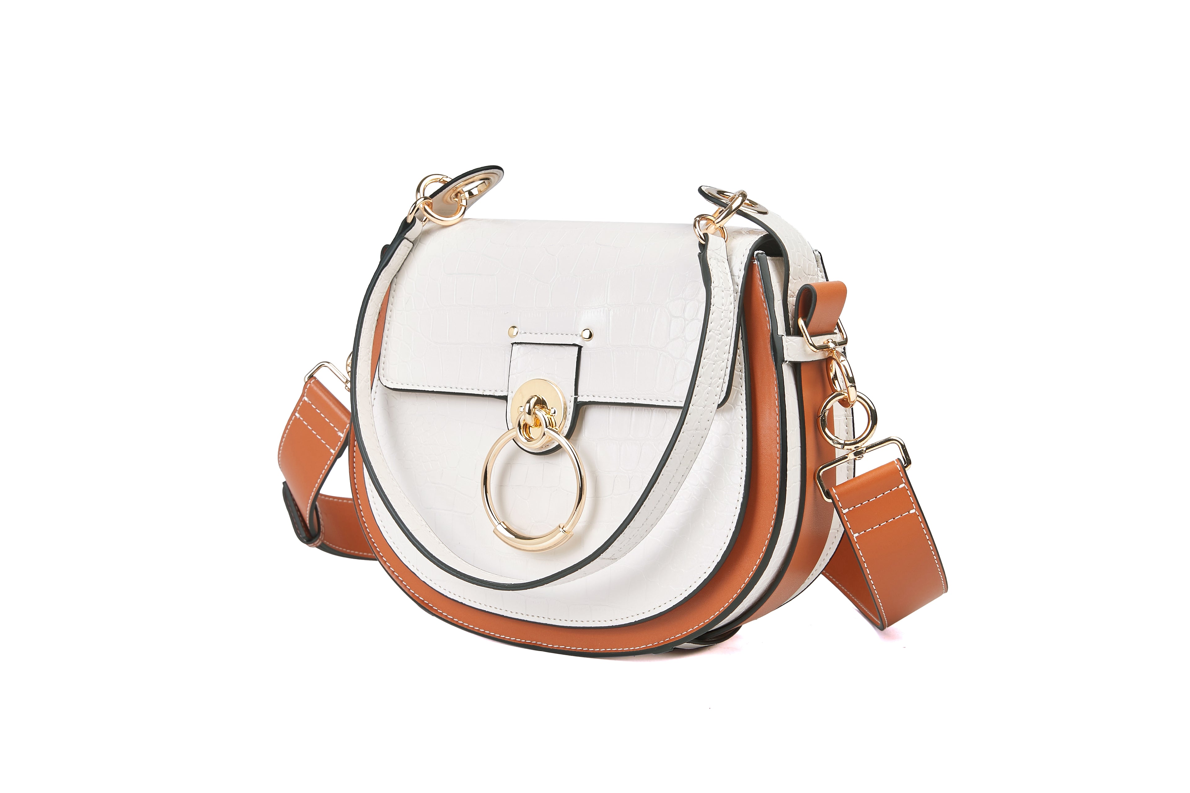 Croc white saddle bag