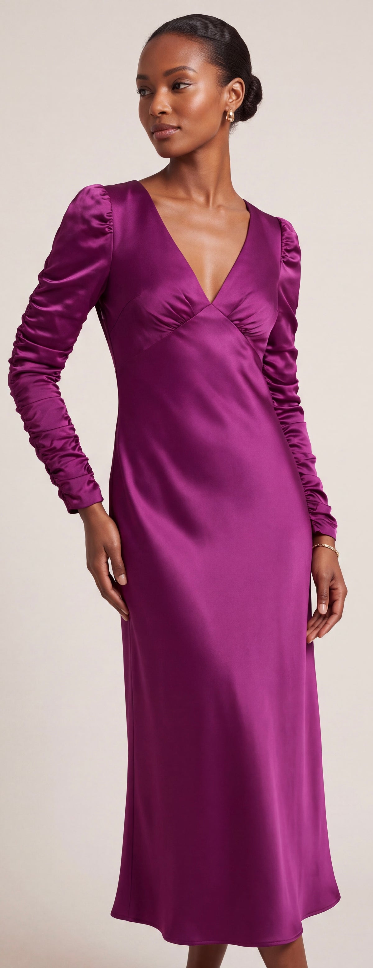 Midi maroon satin dress