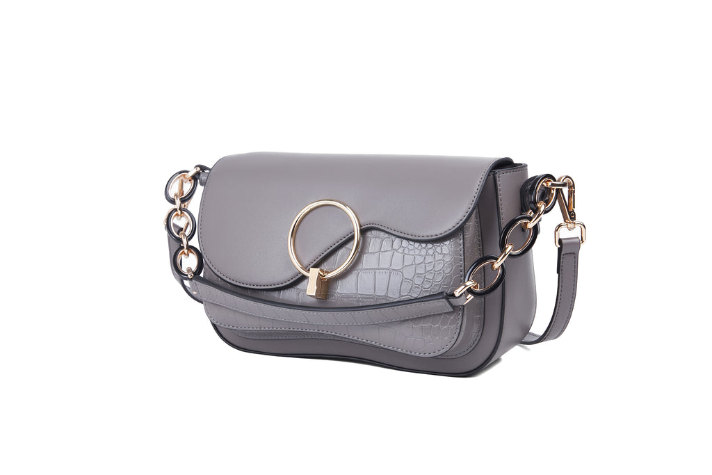 Grey medium size buckle bag