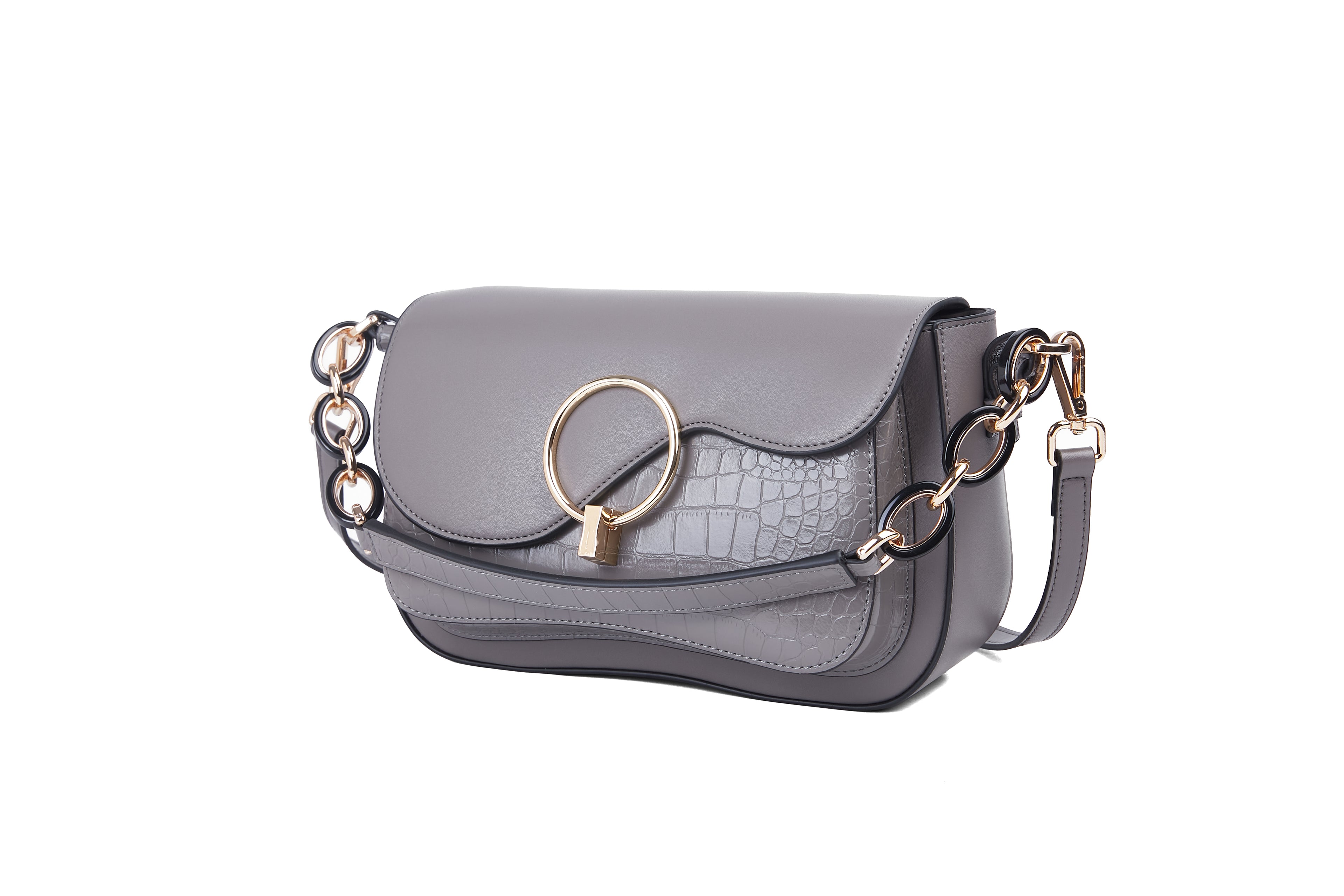 Grey medium size buckle bag