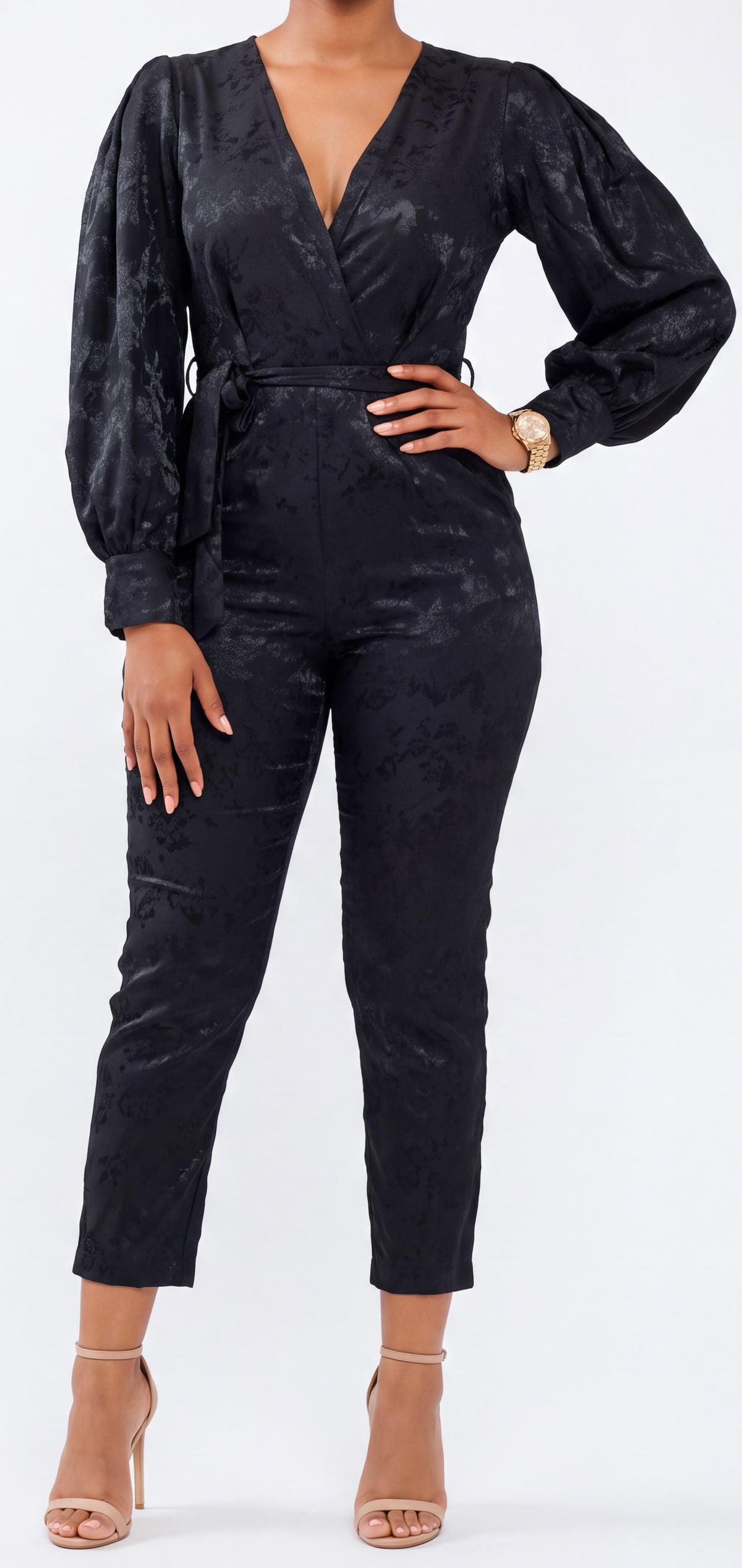 Black floral jumpsuit