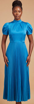 Midi teal pleated dress