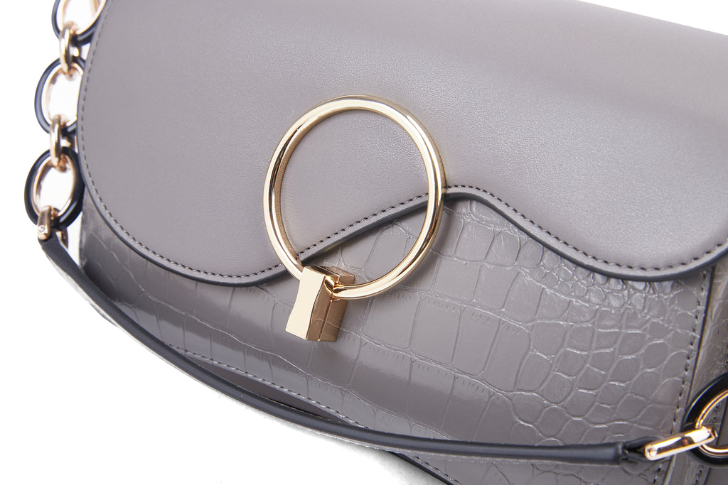 Grey medium size buckle bag
