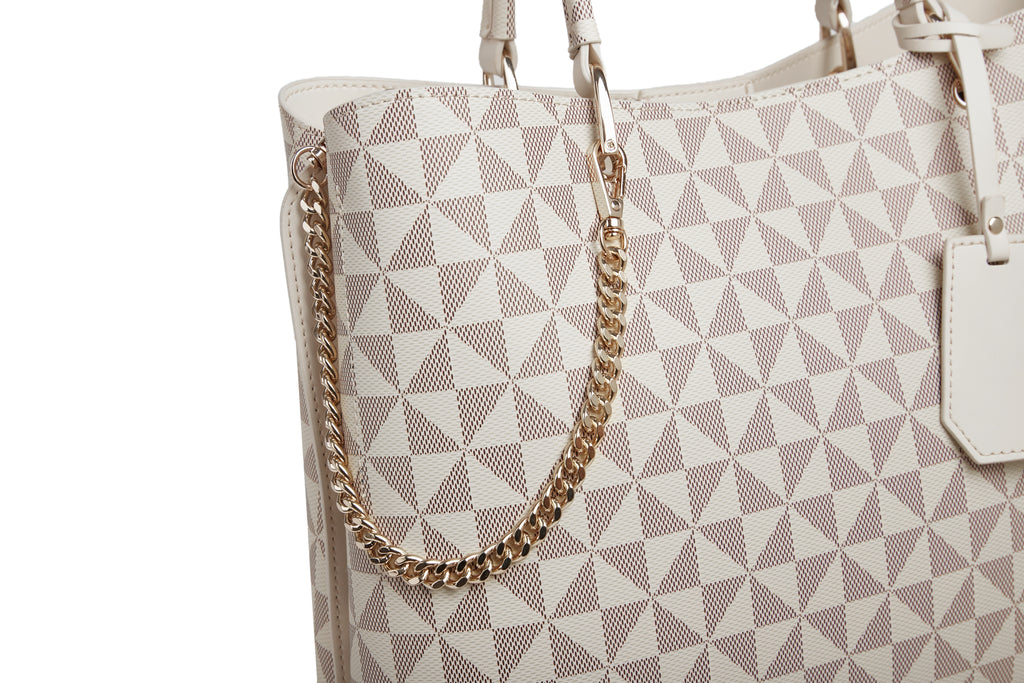 Cream print medium size bag