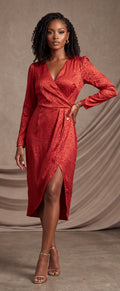 Midi wrap red dress