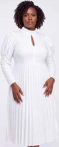 White pleated dress