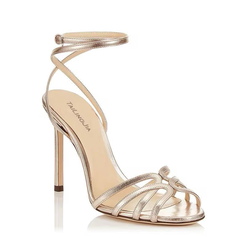 Gold strappy heels