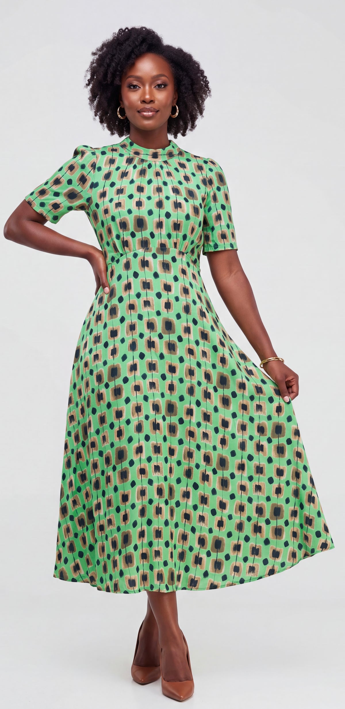 Green Midi print dress