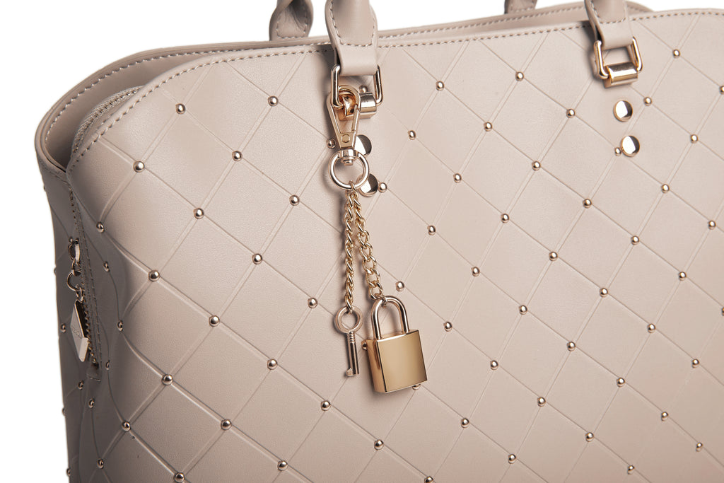 Nude studded large bag