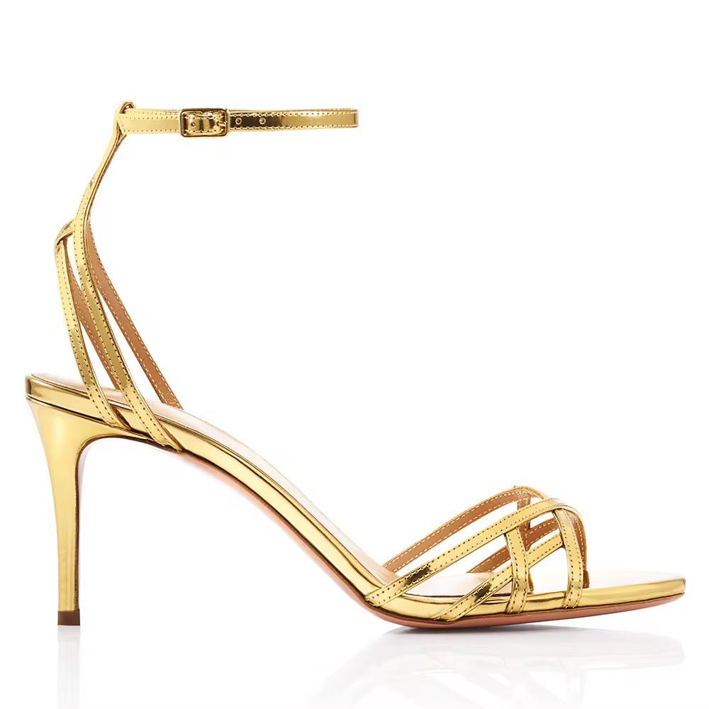 Gold strappy heels