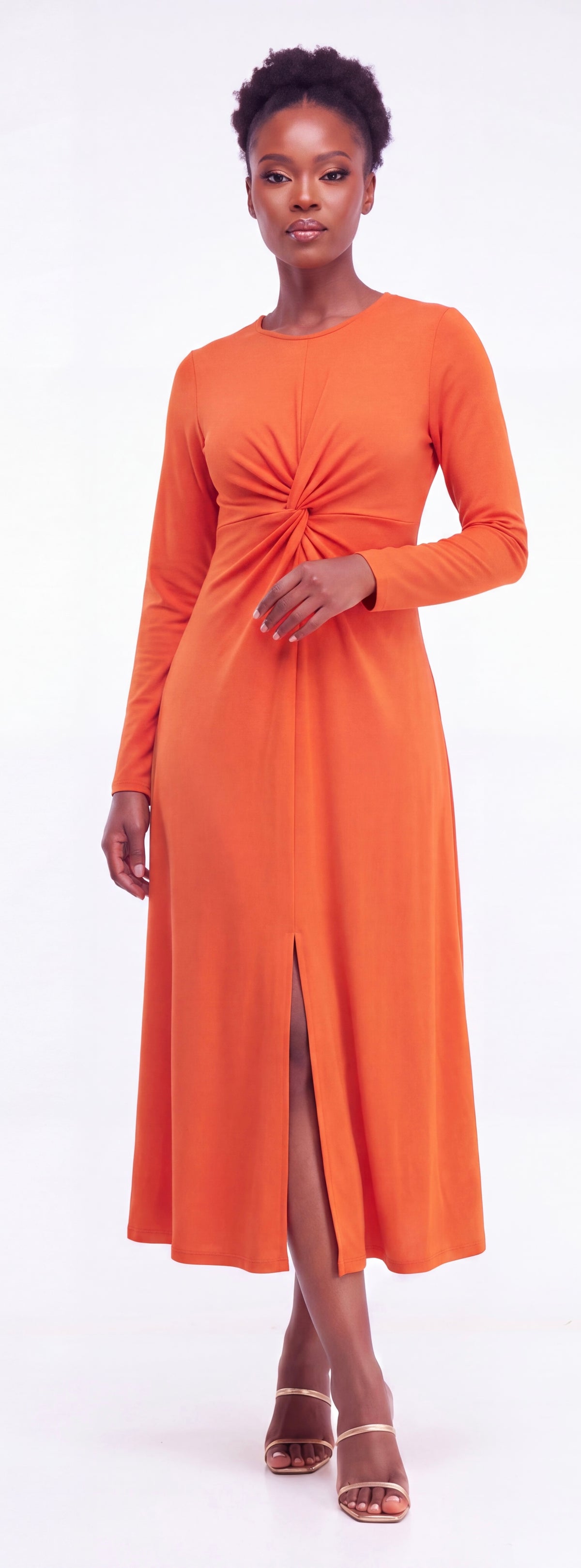 Orange slit dress