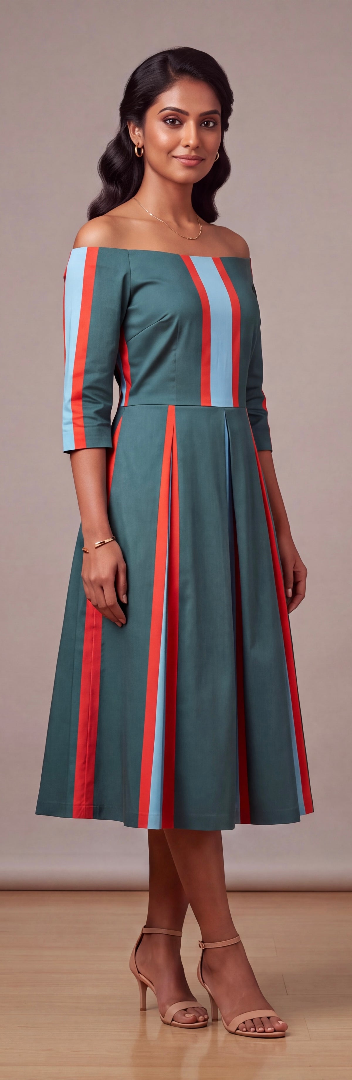Midi off shoulder dress