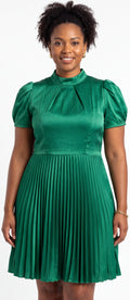 Green pleated dress
