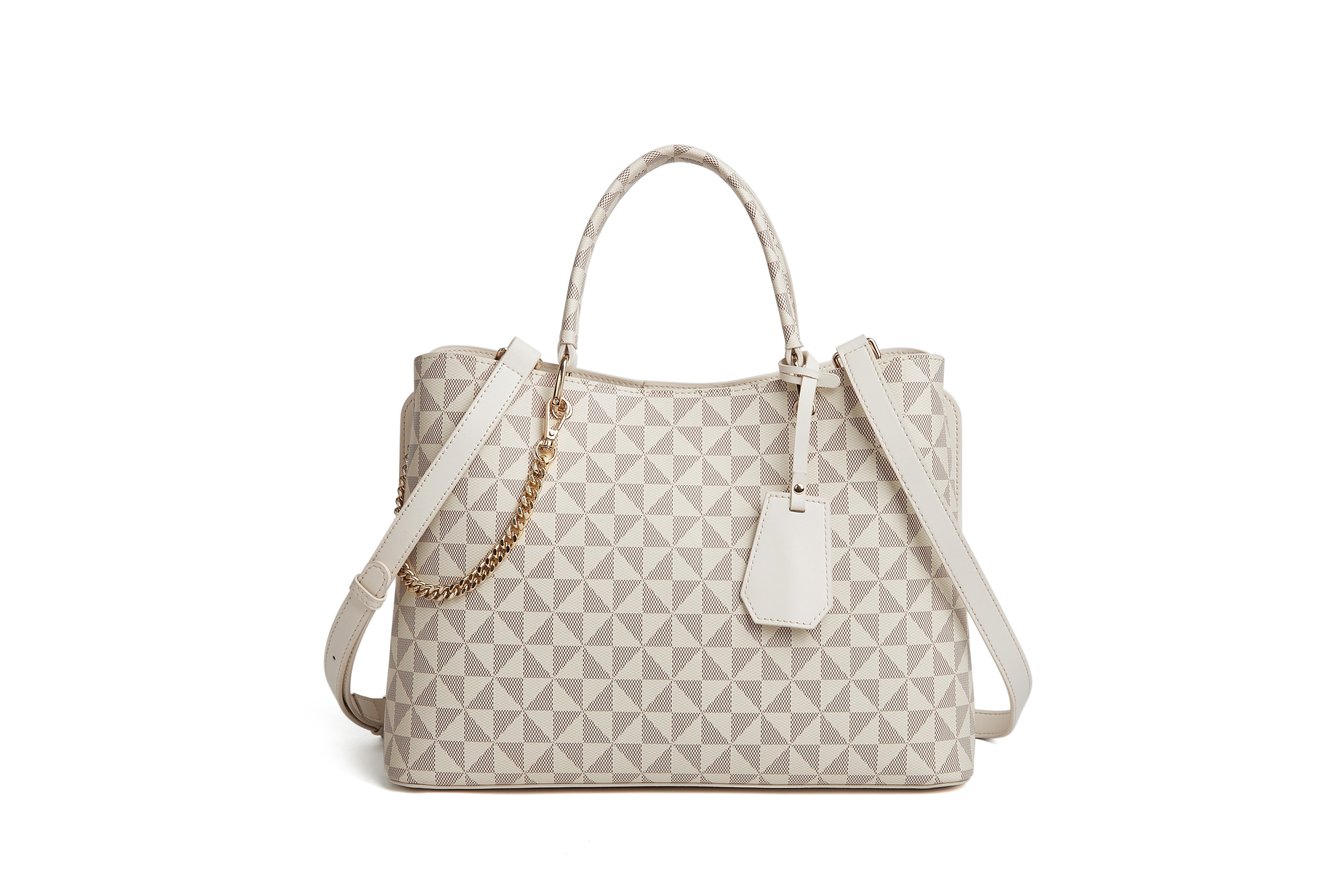 Cream print medium size bag