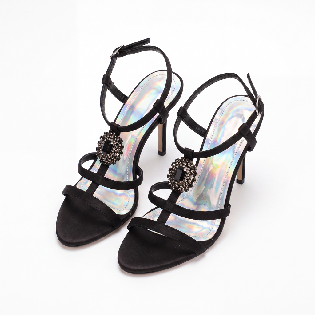 Black strappy heels