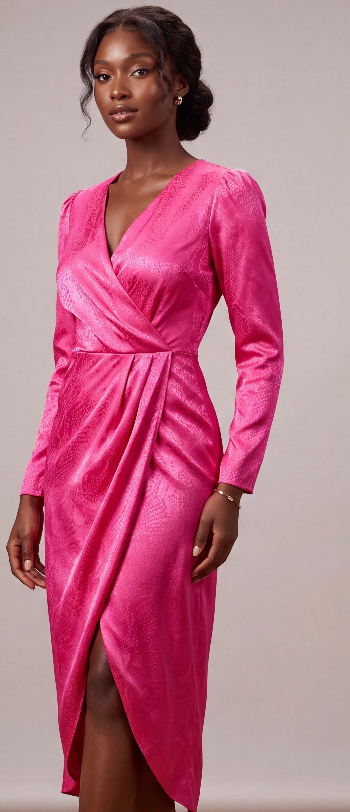 Pink print wrap dresss