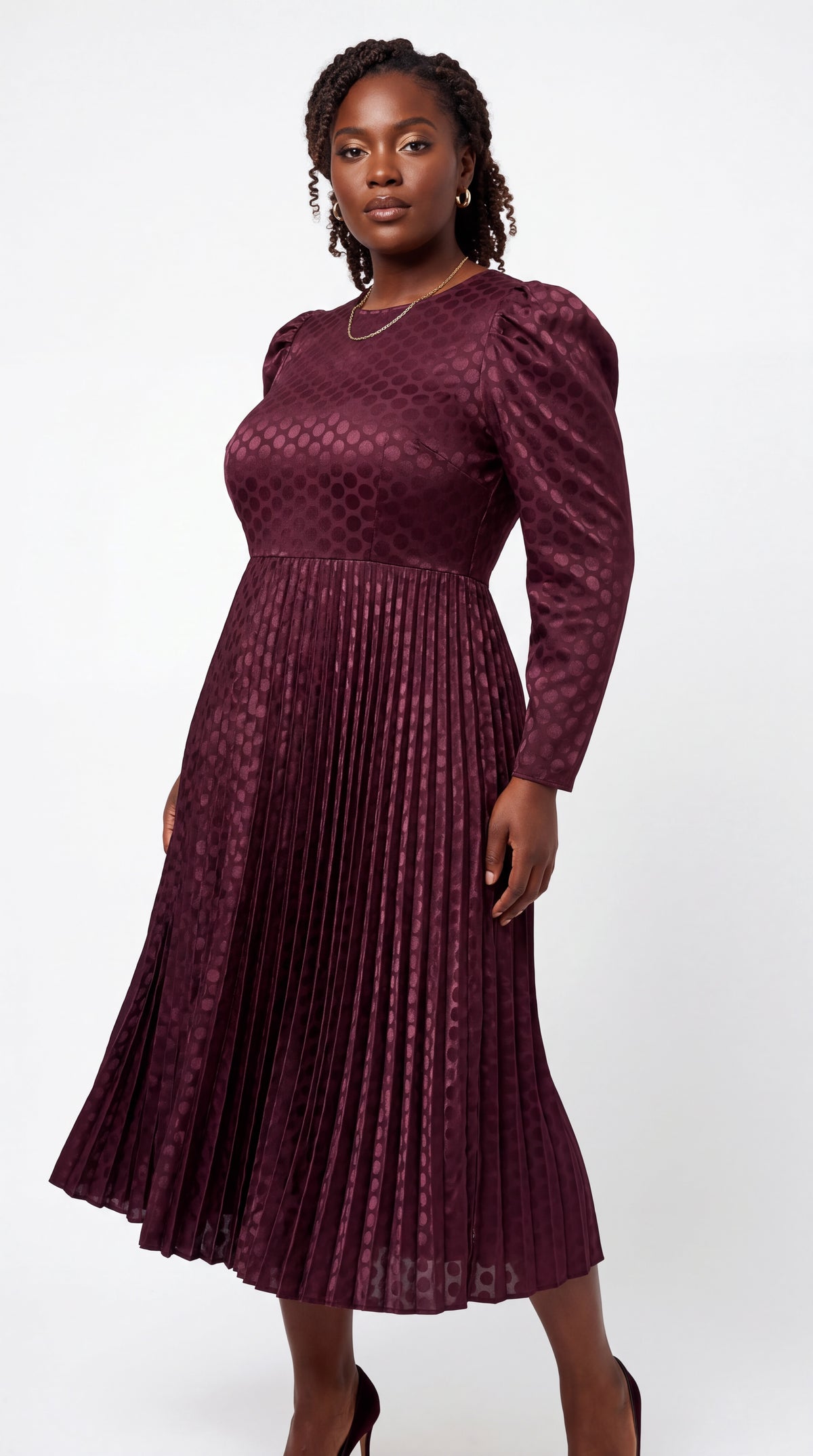 Midi maroon skater dress