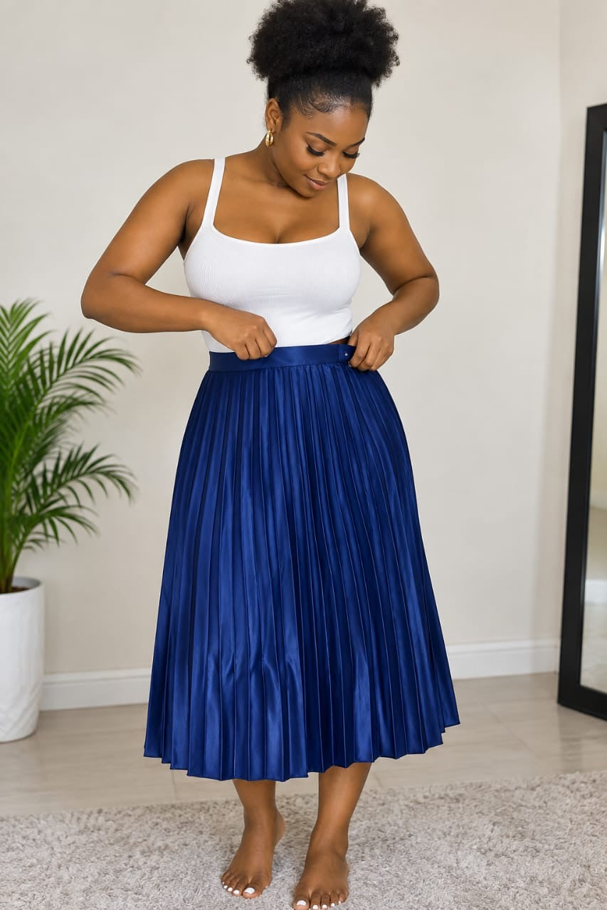 Blue pleated skirt