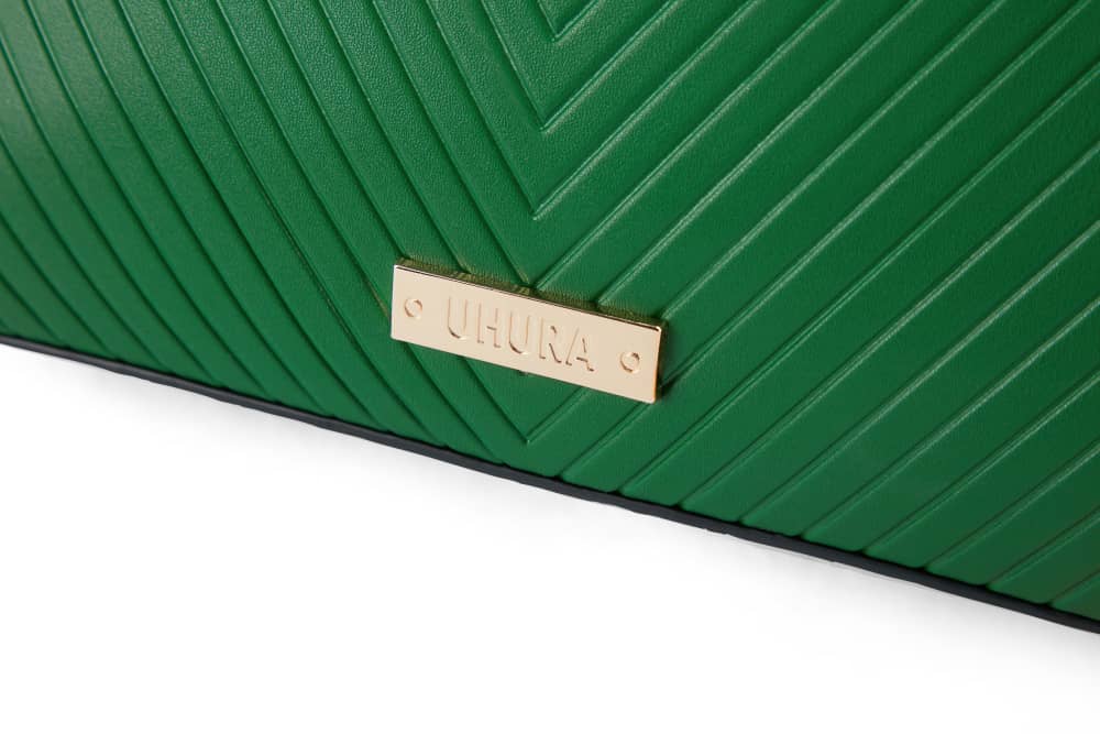 Green stripped medium handbag