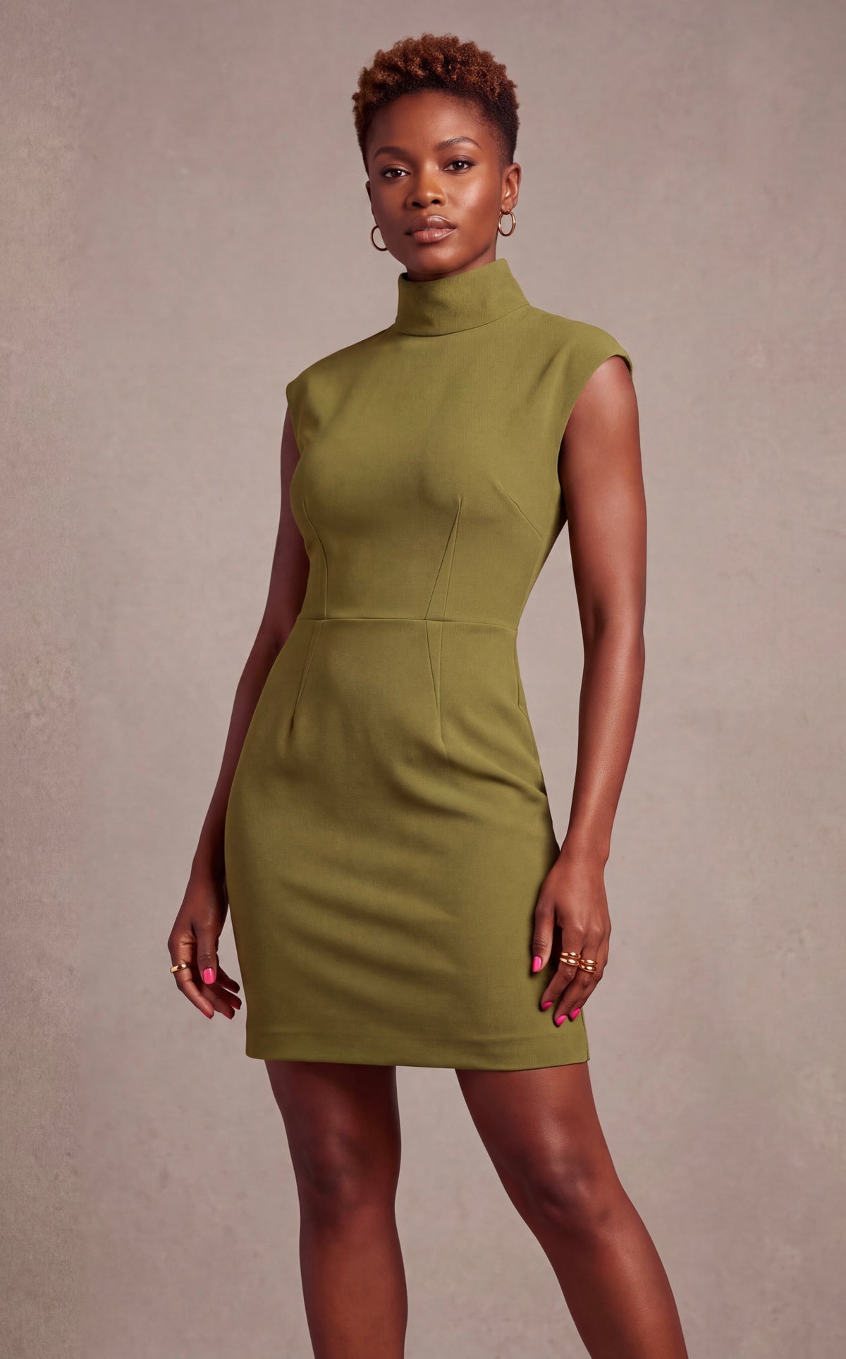 Pull neck mini dress