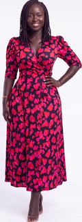 Red print dress