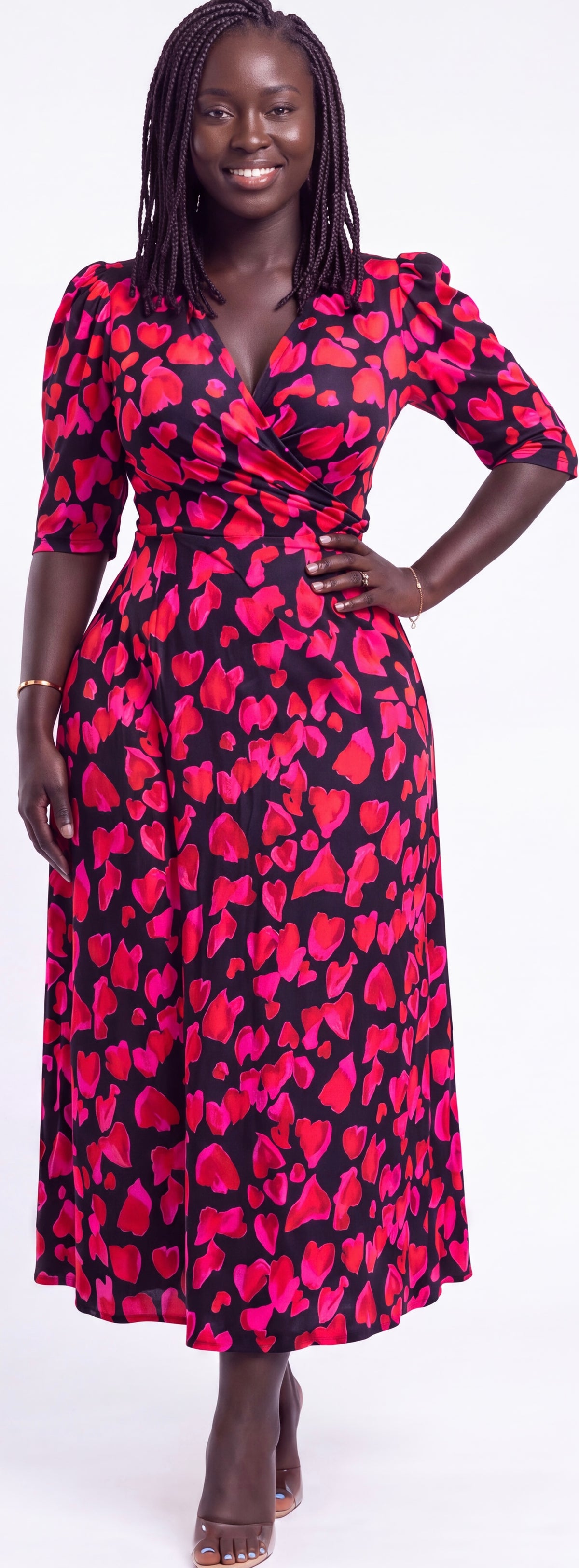 Red print dress