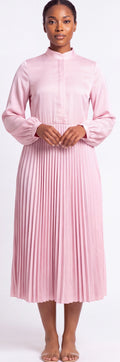 Pink pleated midi dress