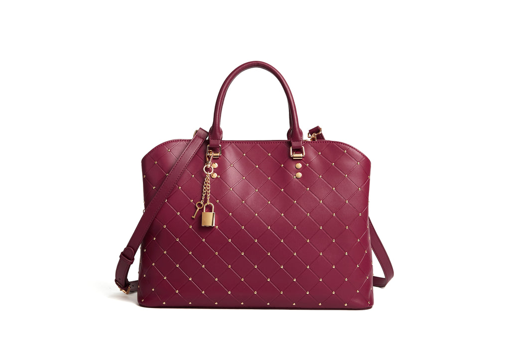 Burgundy large studded bag