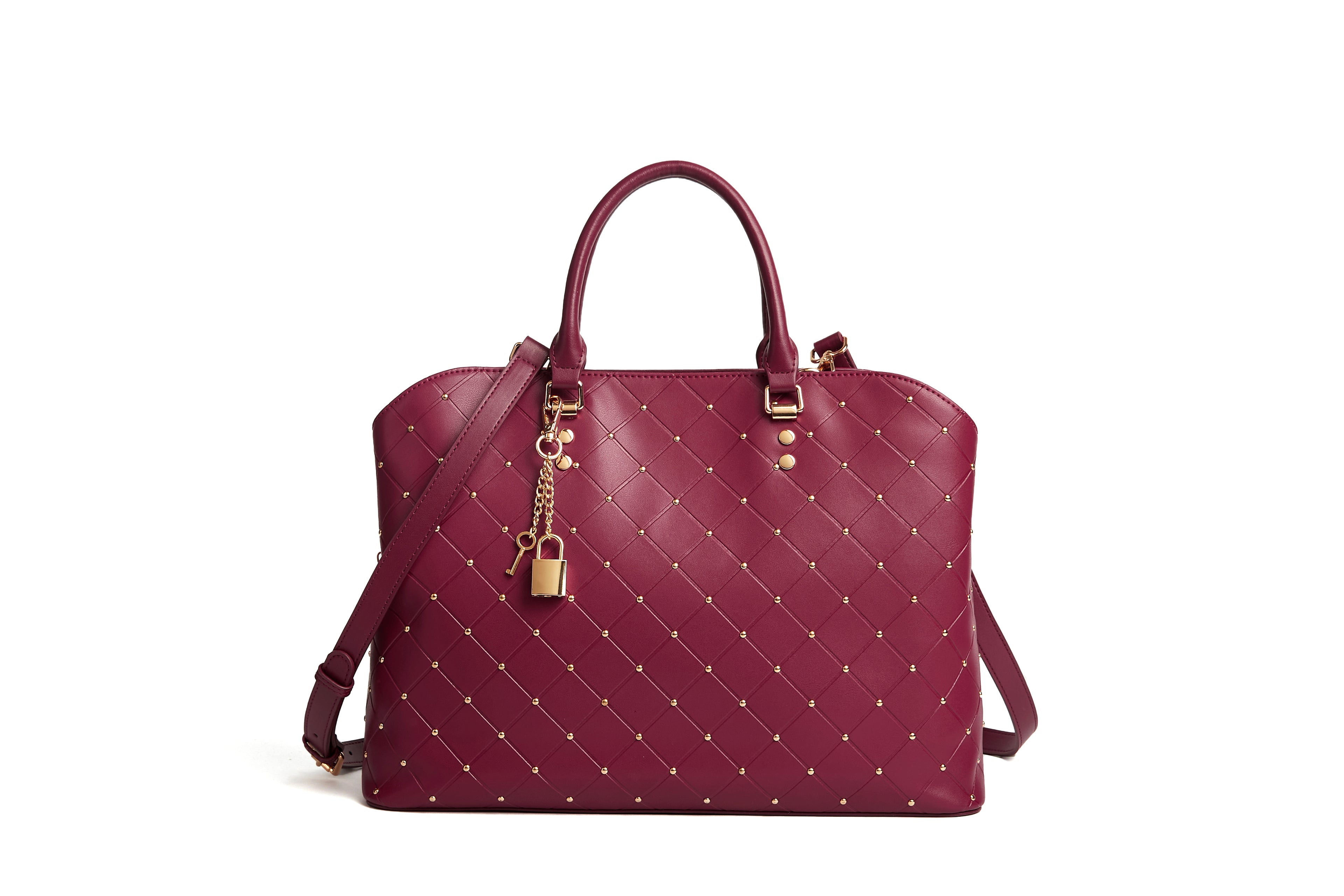 Burgundy large studded bag
