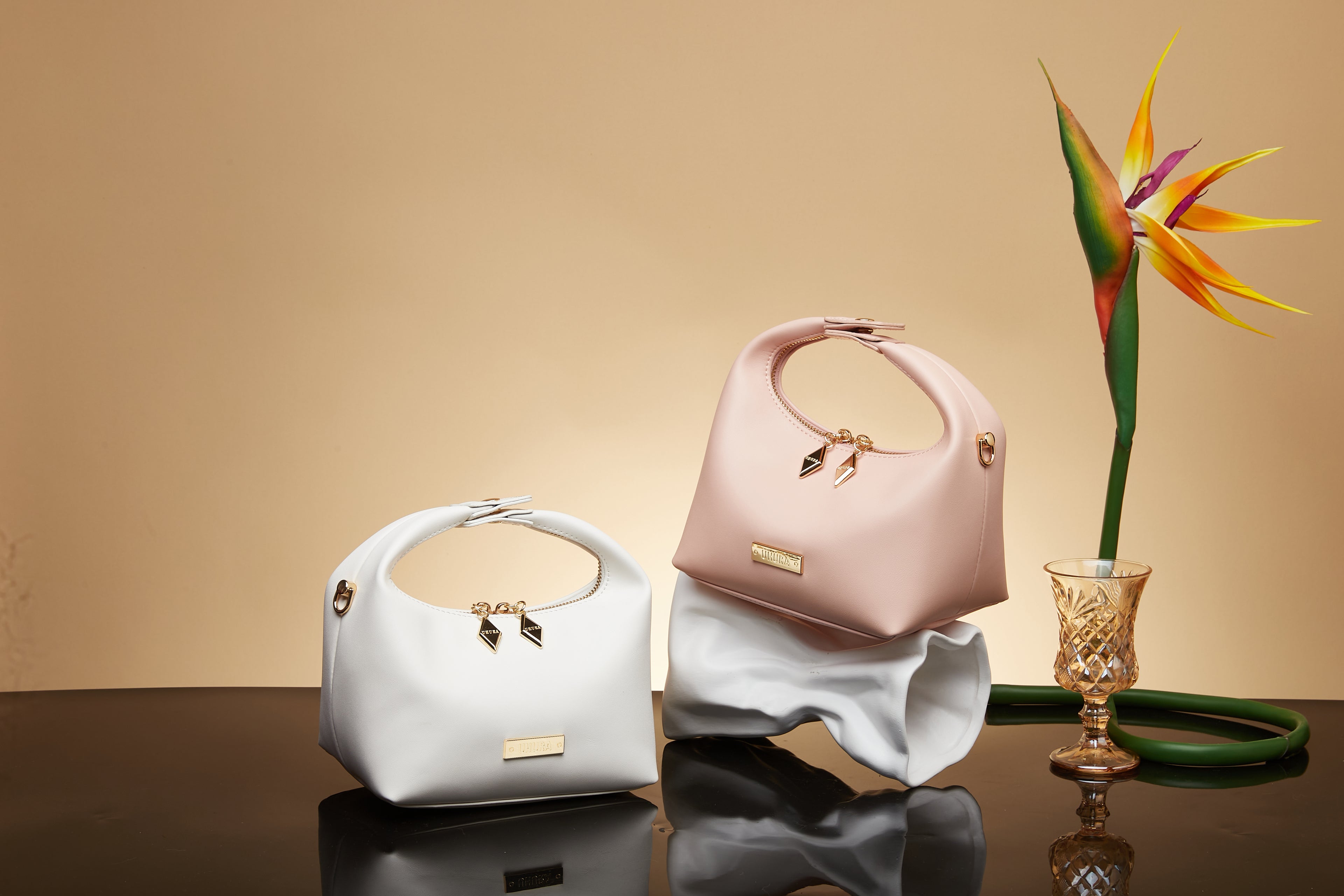 Nude and white mini bag