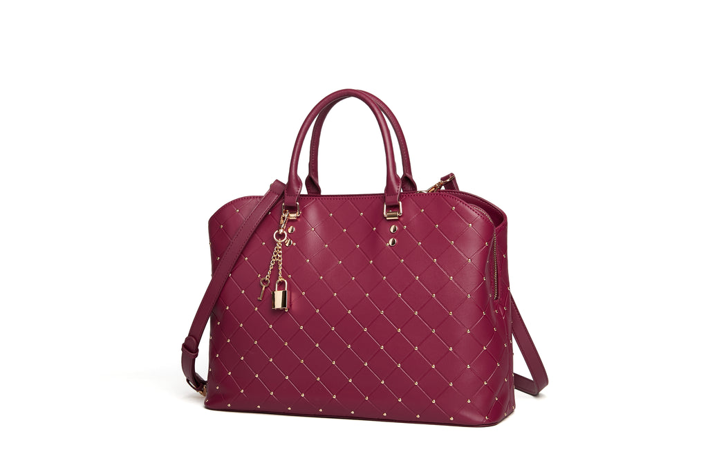 Burgundy large studded bag