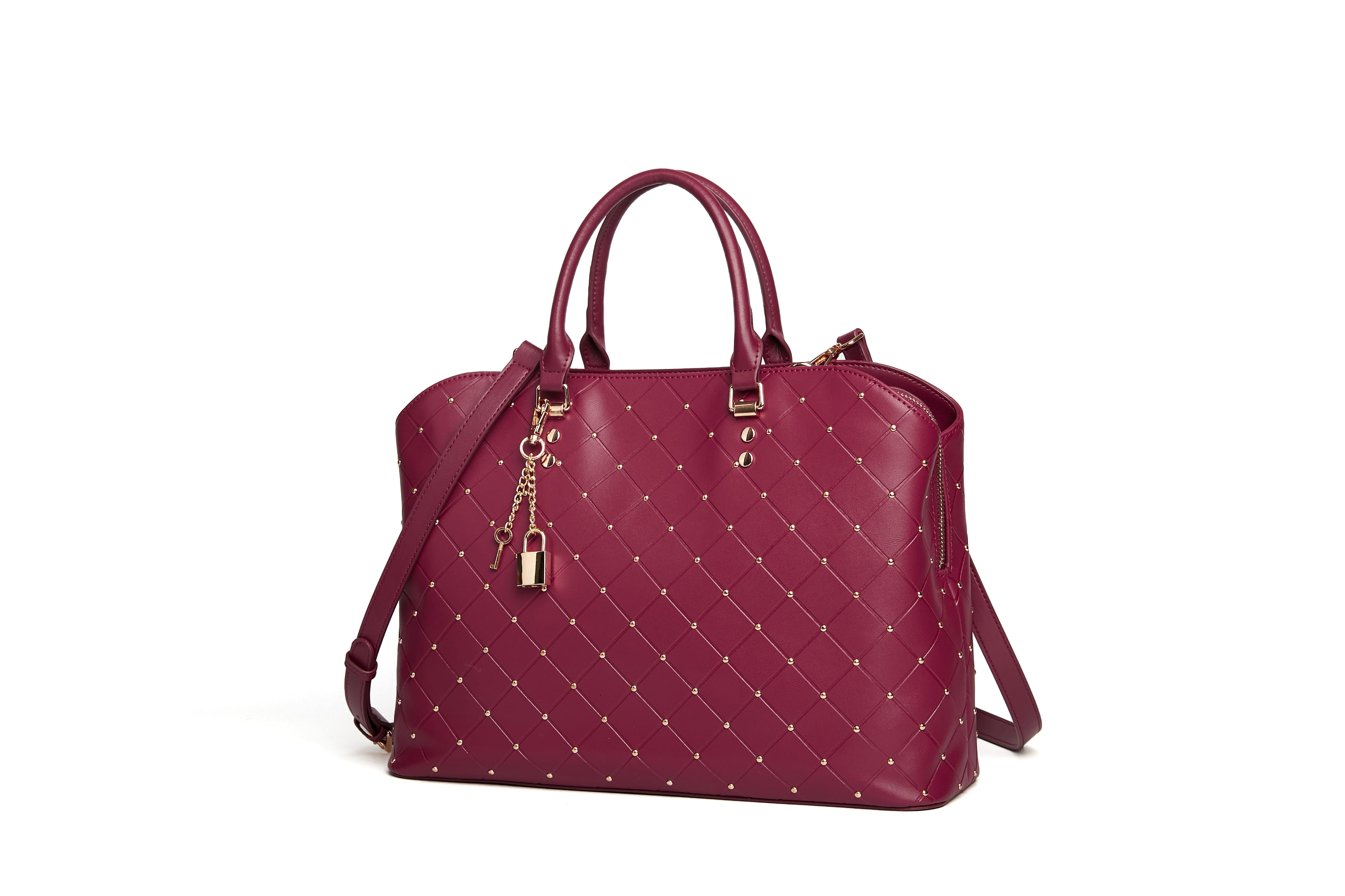 Burgundy large studded bag