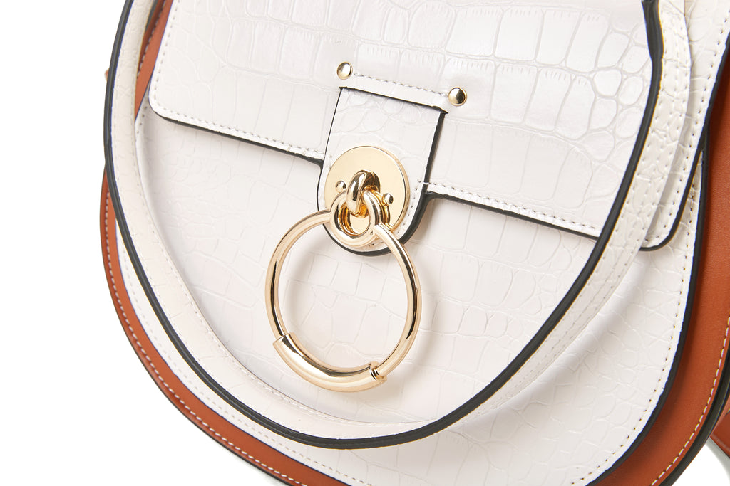 Croc white saddle bag