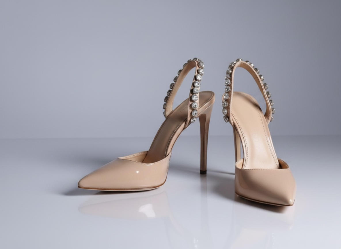 Nude diamond heels