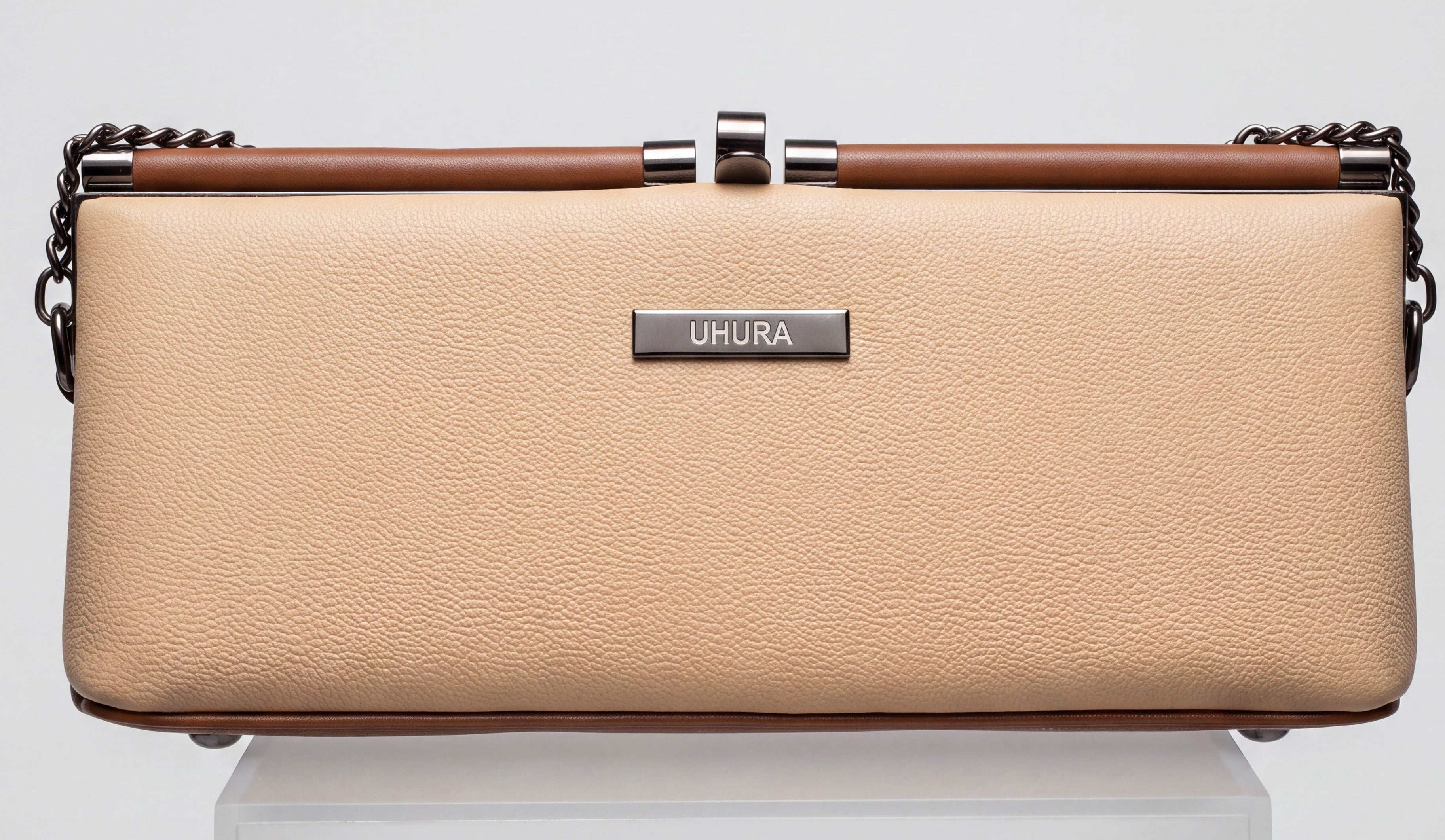 Cream clutch bag