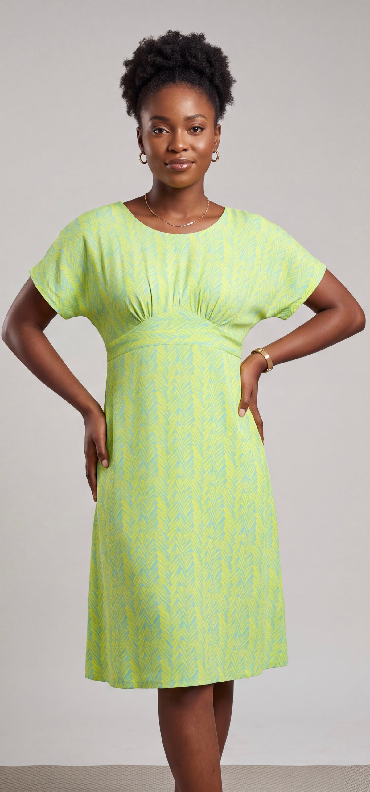 Green midi print dress