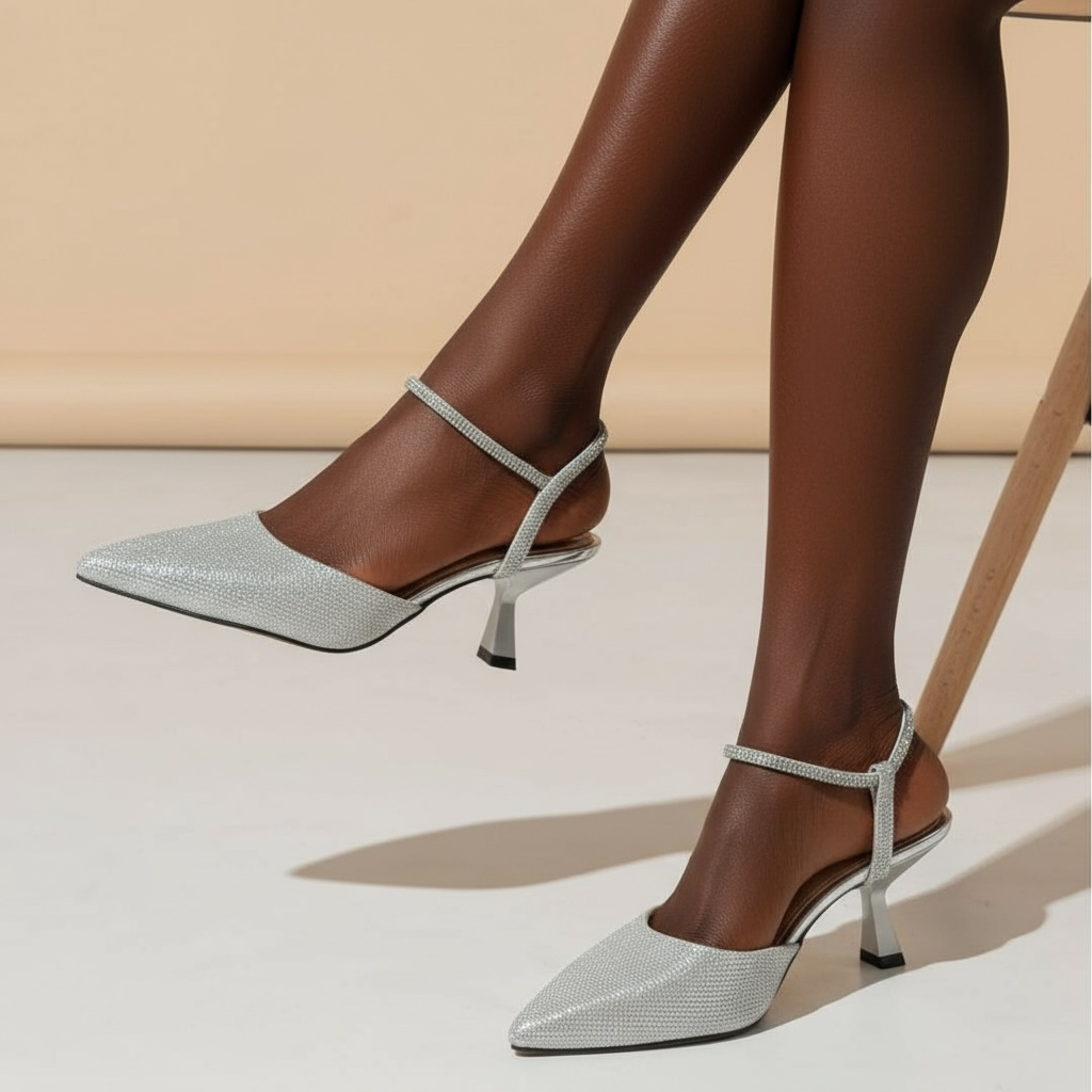 Silver low heels