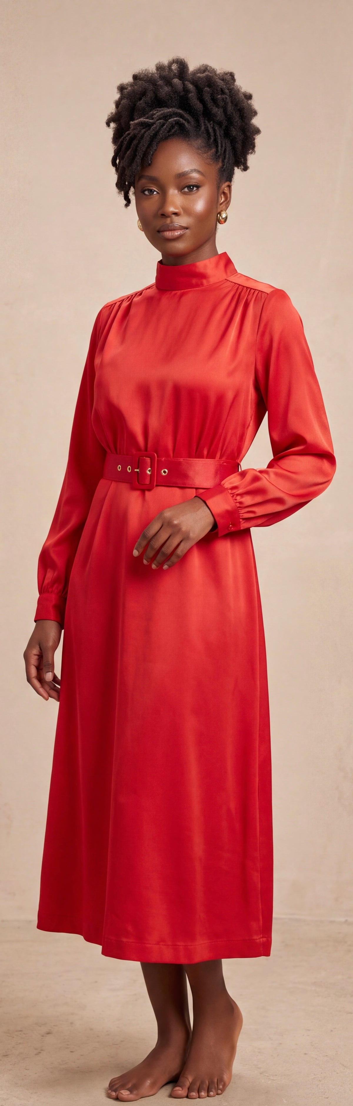 Red midi dress