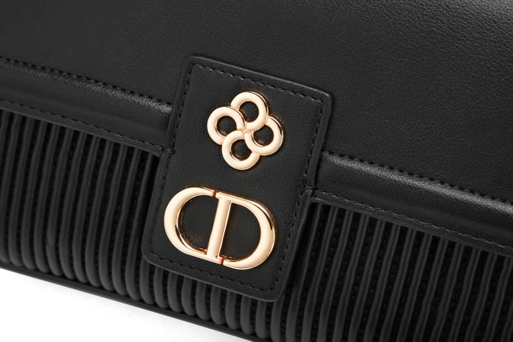 Black ruched crossody bag