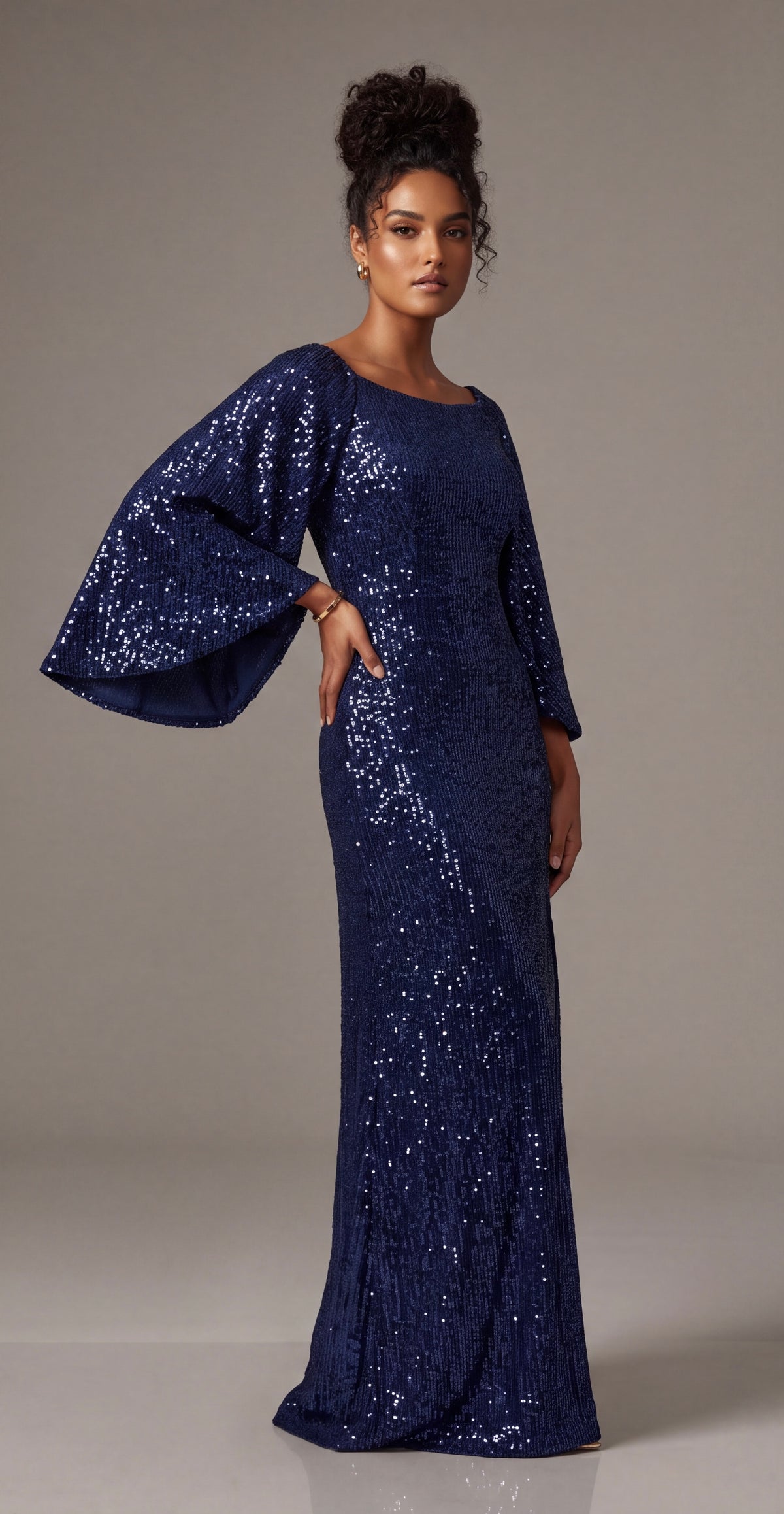 Sequin maxi slit dress