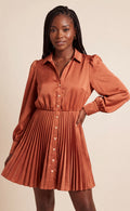 Tan pleated dress