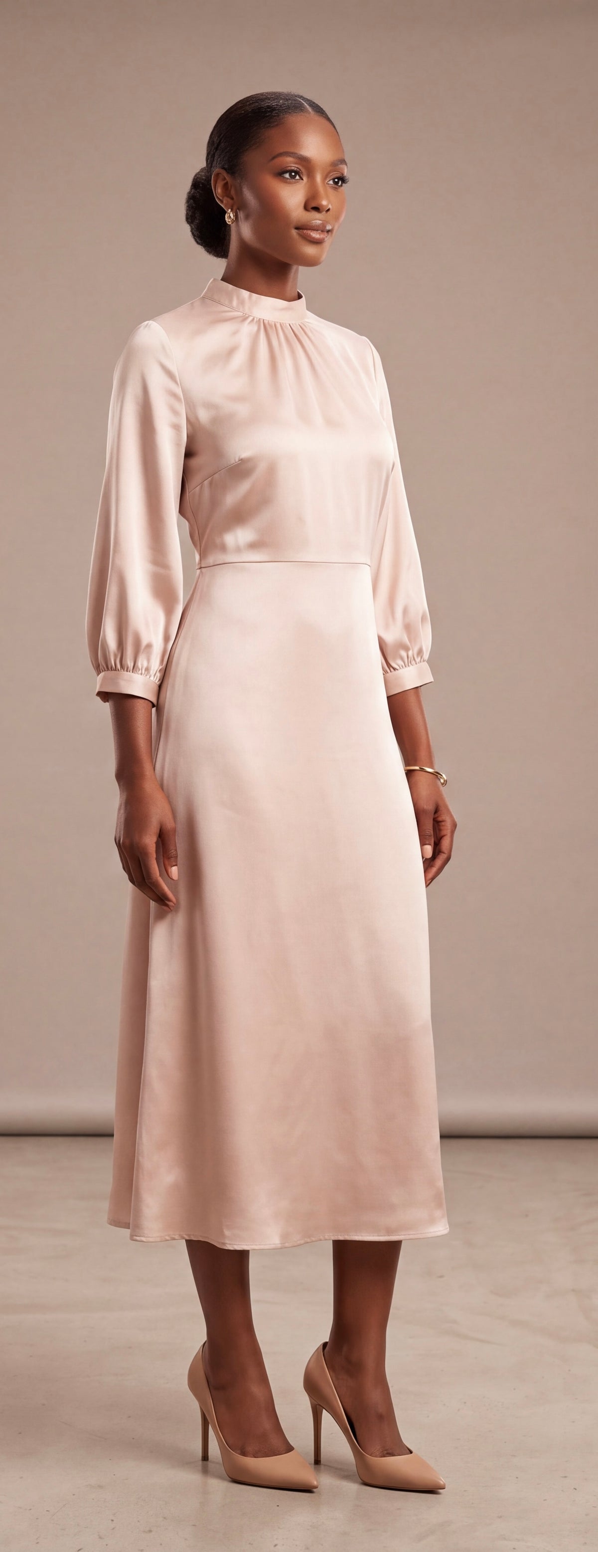 Nude midi dress