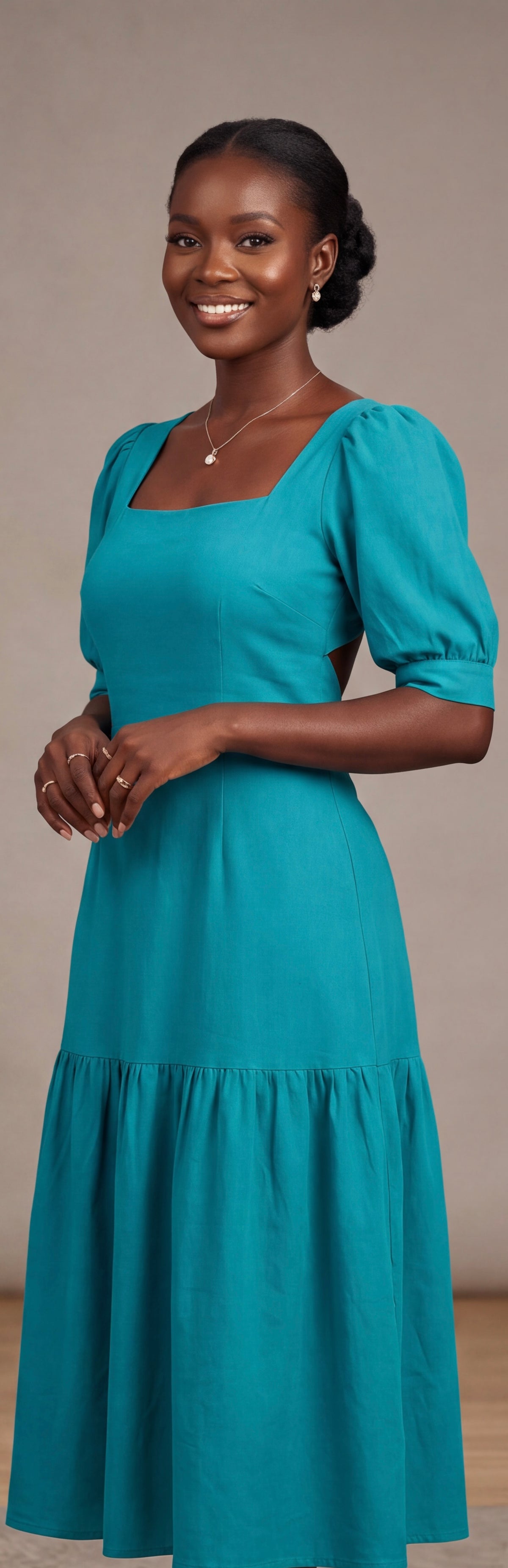 Teal midi dress