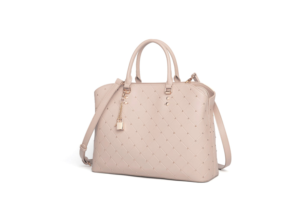 Nude studded large bag