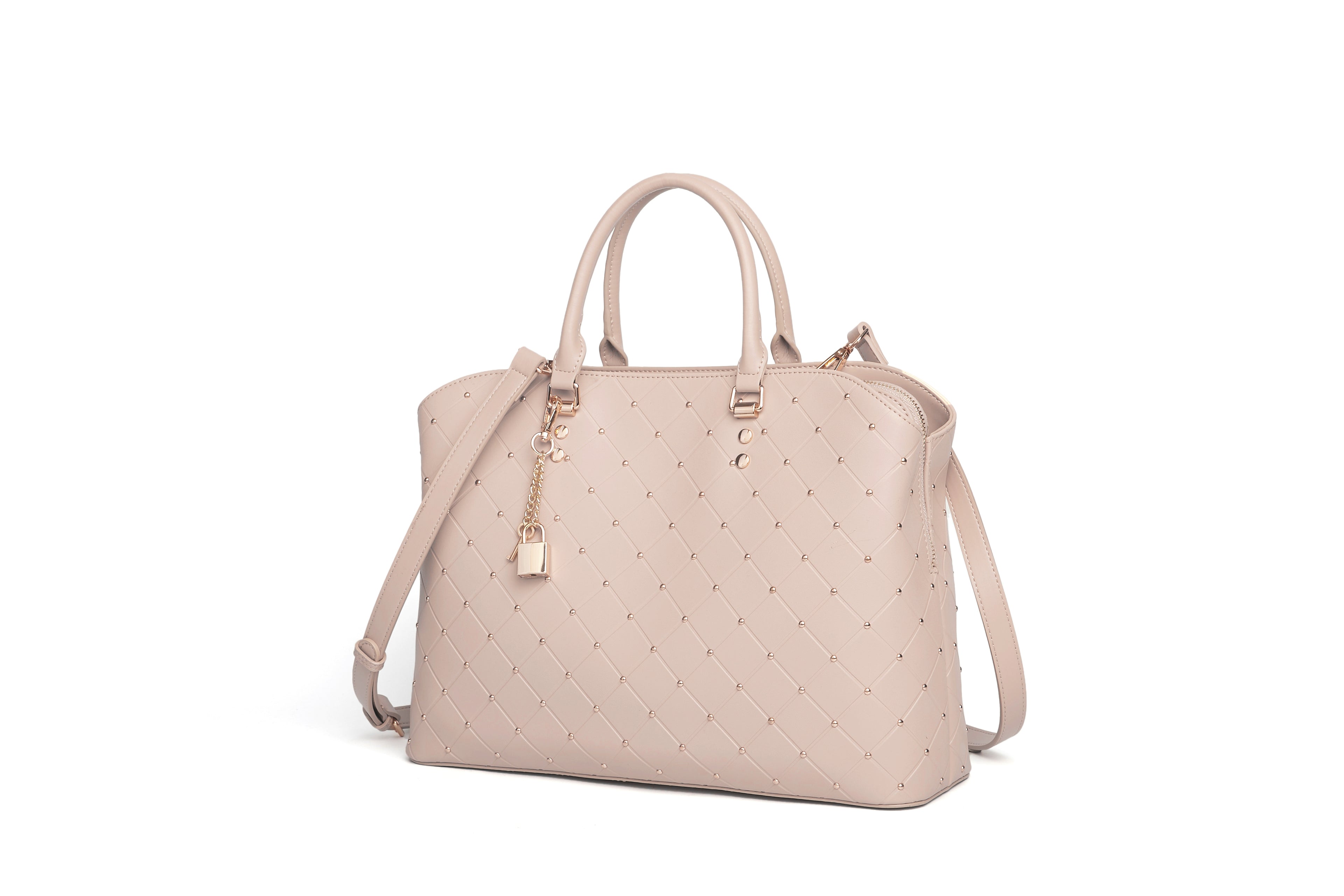 Nude studded large bag